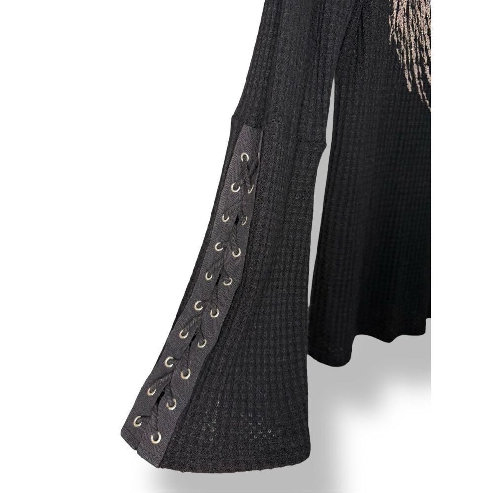 Vocal Apparel Women’s Large Angel Wings Waffle Knit Shirt Rhinestone Grunge Y2K - Picture 3 of 7